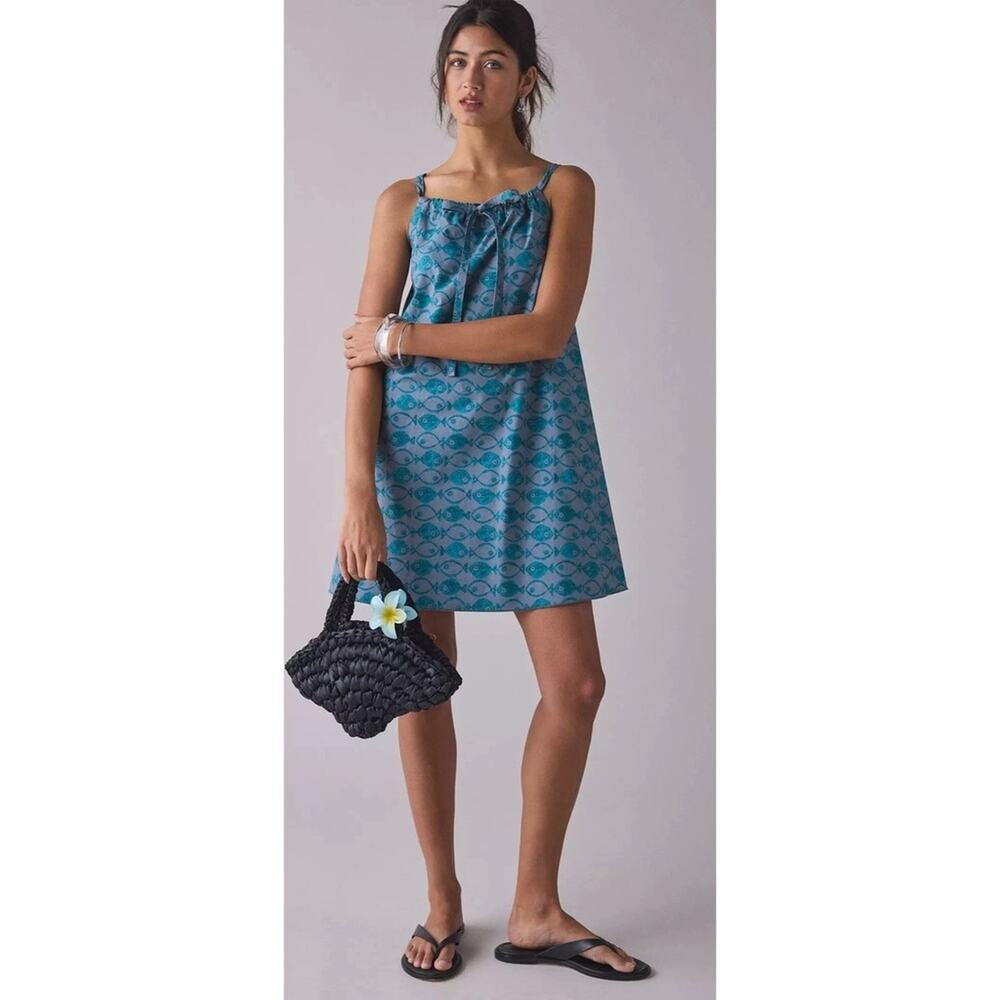 Urban Outfitters Teal Blue Patterned Sundress